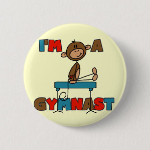 Badge Rond 5 Cm Singe je suis T-shirts et cadeaux d'un gymnaste