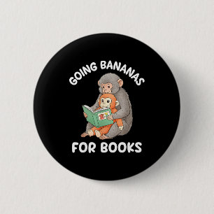 Badge Rond 5 Cm Singe poing avec livre drôle lecture nationale