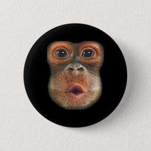 Badge Rond 5 Cm Singe qui gonfle le visage du ventre 
