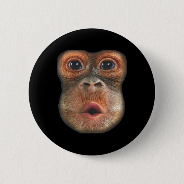 Badge Rond 5 Cm Singe qui gonfle le visage du ventre  (Devant)