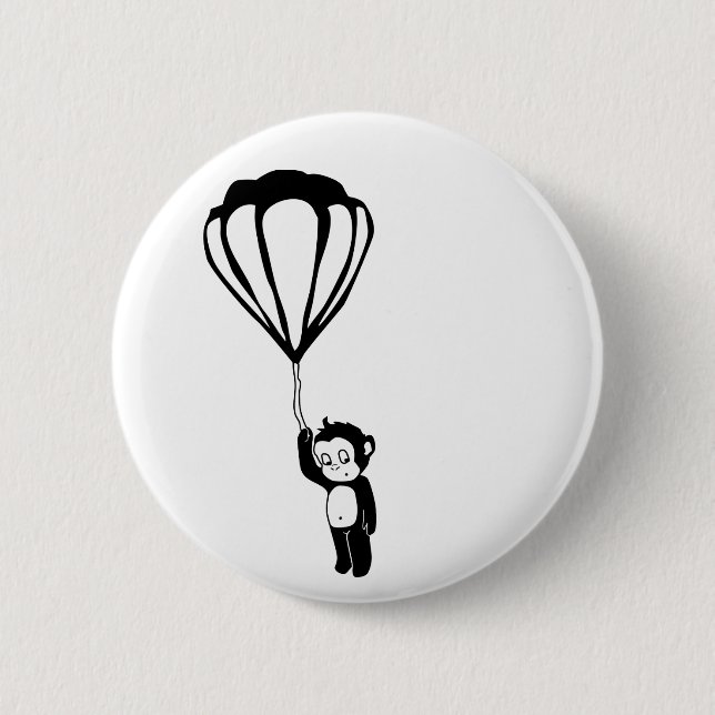 Badge Rond 5 Cm singe volant : montgolfière (Devant)