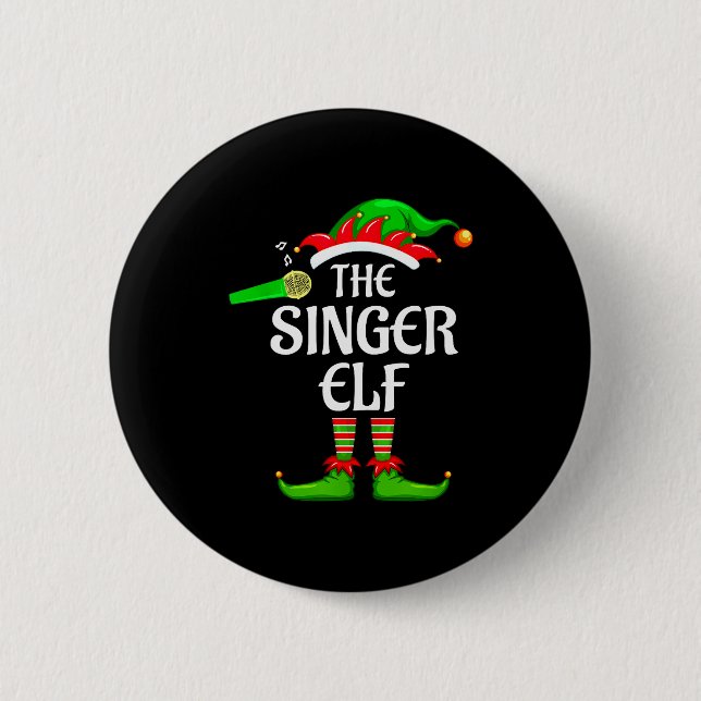 Badge Rond 5 Cm Singer Elf Matching Family Group Christmas Party P (Devant)