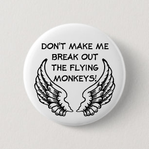 Badge Rond 5 Cm Singes Volants Bouton Humour Drôle