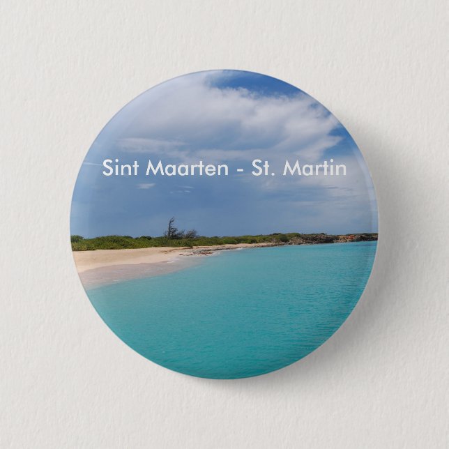 Badge Rond 5 Cm Sint Maarten - Scène de la plage St Martin (Devant)
