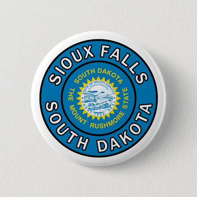 Badge Rond 5 Cm Sioux Falls Dakota du Sud (Devant)