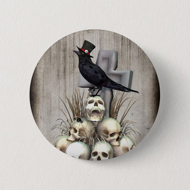 Badge Rond 5 Cm Sir Raven Skully (Devant)