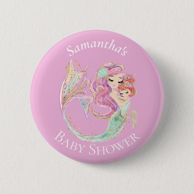 Badge Rond 5 Cm Sirène Baby shower douce petite sirène (Devant)