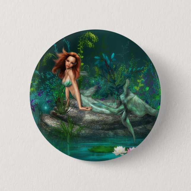 Badge Rond 5 Cm Sirène d'Adventurine (Devant)