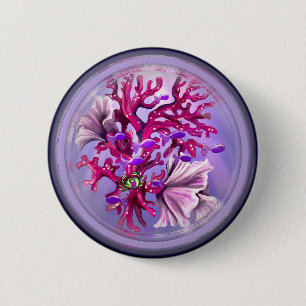 Badge Rond 5 Cm Sirène de l'Océan Violet