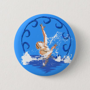 Badge Rond 5 Cm sirene de natation