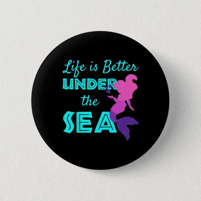 Badge Rond 5 Cm Sirène de natation plongée  (Devant)
