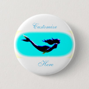 Badge Rond 5 Cm sirène de natation sous-marine de personnaliser