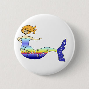 Badge Rond 5 Cm Sirène de Virginia Beach ronde