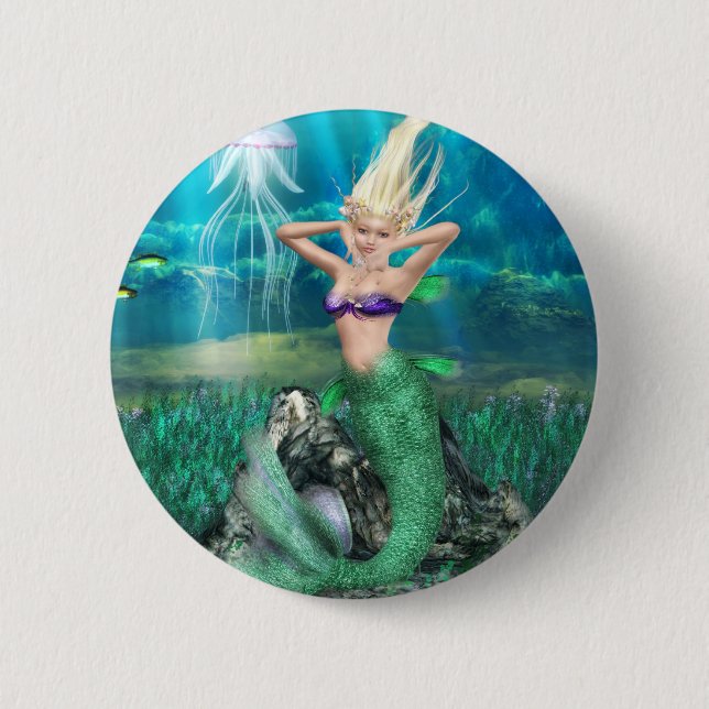 Badge Rond 5 Cm Sirène magique (Devant)