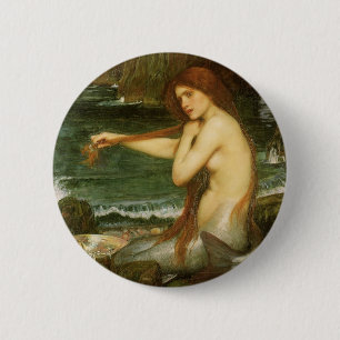 Badge Rond 5 Cm Sirène par John William Waterhouse