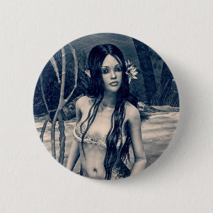 Badge Rond 5 Cm Sirène Vintage Photo Ancienne Fantaisie Artistique