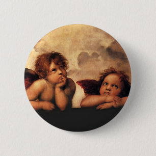 Badge Rond 5 Cm Sistine Madonna 2 anges par Raphael