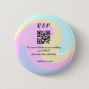 Badge Rond 5 Cm Site web de mariage rsvp q r code ajouter nom text