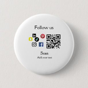 Badge Rond 5 Cm Site web d'entreprise simple code à barres QR code