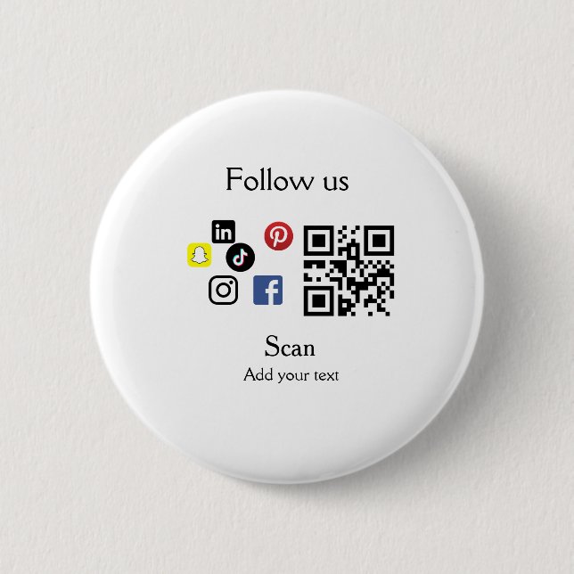 Badge Rond 5 Cm Site web d'entreprise simple code à barres QR code (Devant)