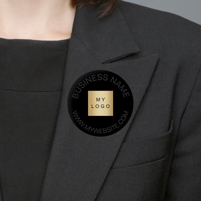 Badge Rond 5 Cm Site Web du logo de l'entreprise de nom noir (Créateur téléchargé)