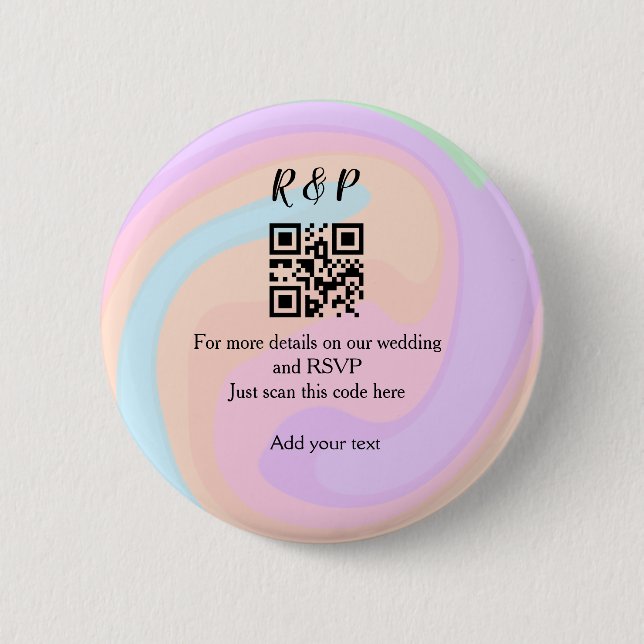 Badge Rond 5 Cm site web mariage rsvp q r code ajouter nom texte (Devant)
