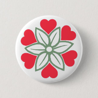 Badge Rond 5 Cm Six insignes rouges de Pin de bouton de fleur de