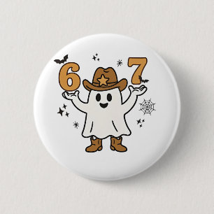 Badge Rond 5 Cm Six sept Éffrayant Halloween Sport 67 Mème Mason