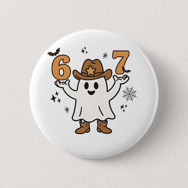 Badge Rond 5 Cm Six sept Éffrayant Halloween Sport 67 Mème Mason (Devant)