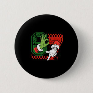 Badge Rond 5 Cm Six Seven 67 Meme de Noël drôle Humour Tendance Co