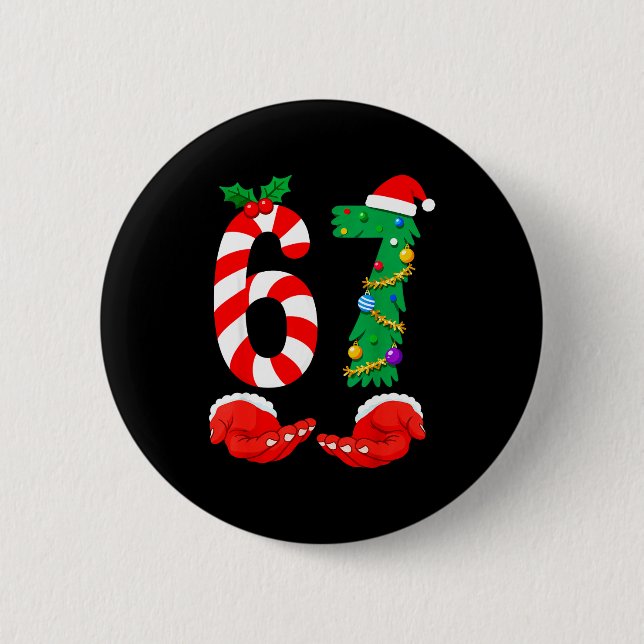 Badge Rond 5 Cm Six Seven 67 Meme Santa Christmas Holiday Funny  (Devant)
