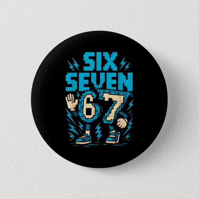 Badge Rond 5 Cm Six Seven 67 Xel Gamer Apparel Retro Block Style A (Devant)