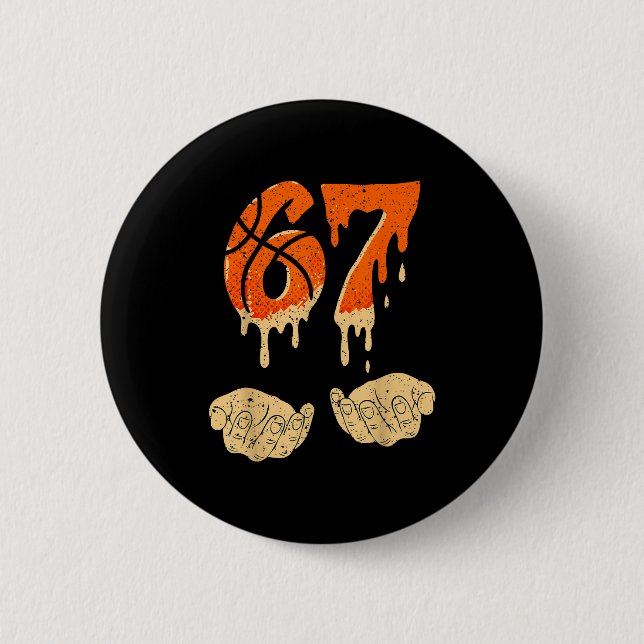 Badge Rond 5 Cm Six Seven 6 7 Gen Alpha Slang Basketball Ice Cream (Devant)
