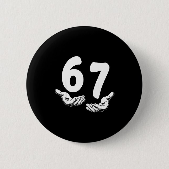 Badge Rond 5 Cm Six Seven 6 7 Meme Hands Funny Kids Teen Boys  (Devant)