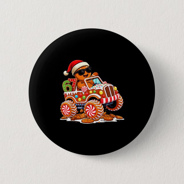 Badge Rond 5 Cm Six Seven 6 7 Monster Truck Gingerbread Man Christ (Devant)
