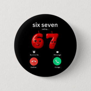 Badge Rond 5 Cm Six Seven appelant Meme Minimaliste Téléphone bran