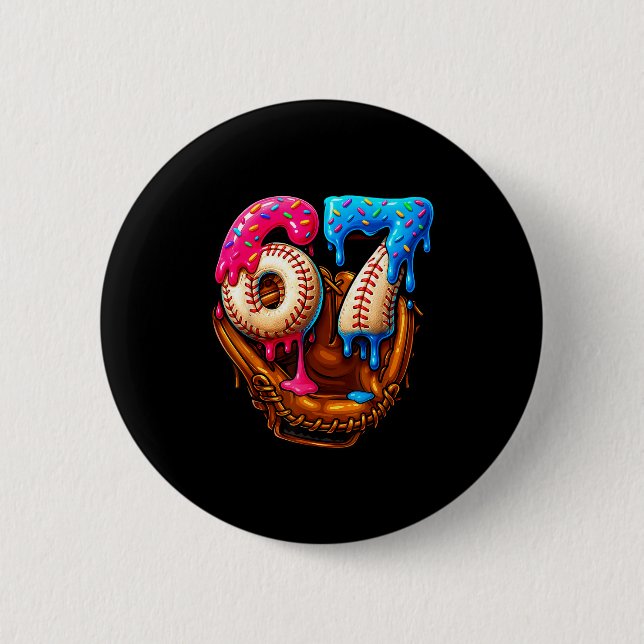 Badge Rond 5 Cm Six Seven Baseball Candy Drip 6-7 Meme  (Devant)