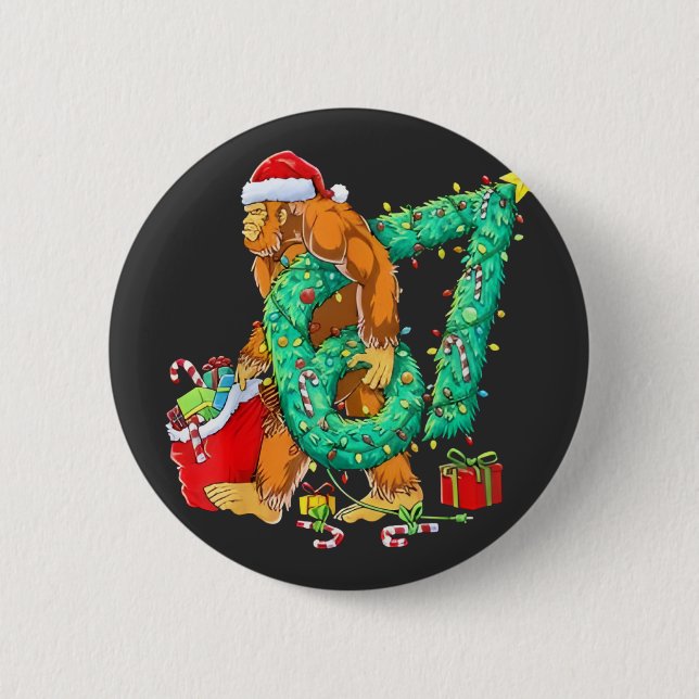 Badge Rond 5 Cm Six Seven Bigfoot 67 Sasquatch Meme Christmas (Devant)