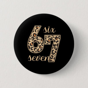 Badge Rond 5 Cm Six Seven Meme 6-7 Numéro Impression Léopard Gen Z
