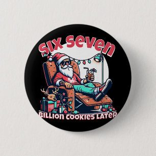 Badge Rond 5 Cm Six Seven Santa Cookies pour mème de Noël drôle D