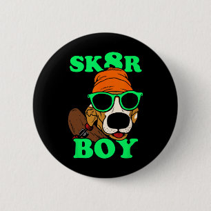 Badge Rond 5 Cm Sk8r Boy - Chien en Skateboard Drôle Mème