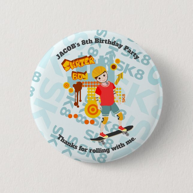Badge Rond 5 Cm Skate Park Fun Boy Fête d'anniversaire (Devant)
