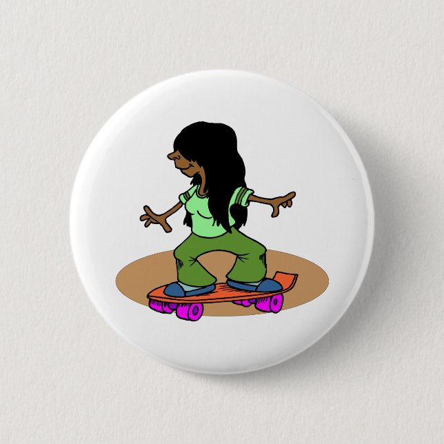 Badge Rond 5 Cm Skateboard Femme Skateboard Fun Skateboard (Devant)