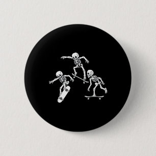 Badge Rond 5 Cm Skateboard Skeletons Halloween Sketons Garçons Enf