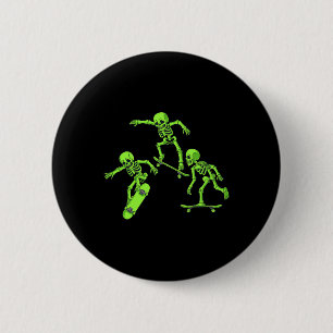 Badge Rond 5 Cm Skateboard Skeletons Halloween Sketons Garçons Enf
