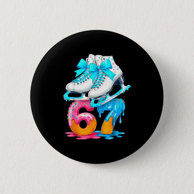 Badge Rond 5 Cm Skating Ice Cream Drip Number 67 Player 67th Birth (Devant)