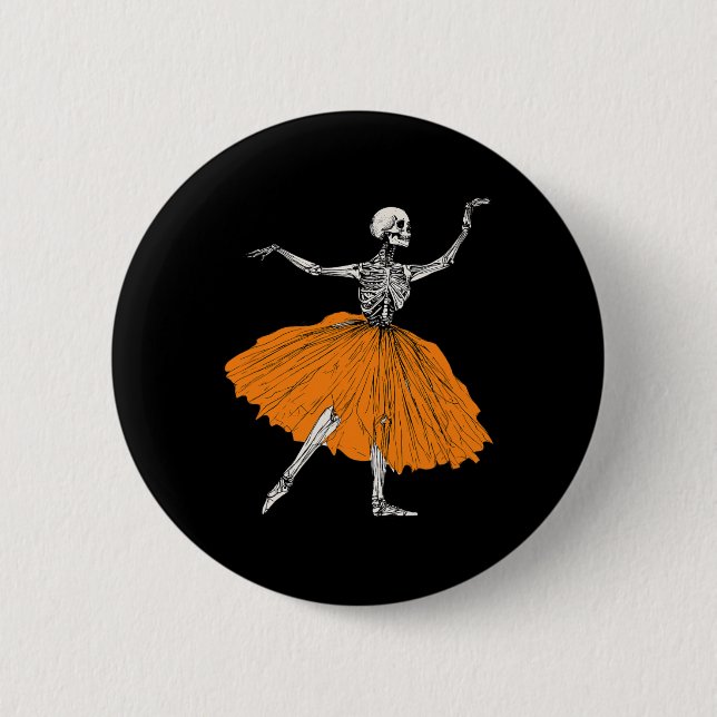 Badge Rond 5 Cm Skeleton Ballerina Danse Tutu Danseur de ballet Éf (Devant)