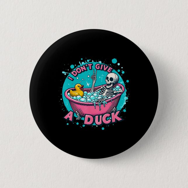 Badge Rond 5 Cm Skeleton Bath Humour Caoutchouc Canard Funny Hallo (Devant)