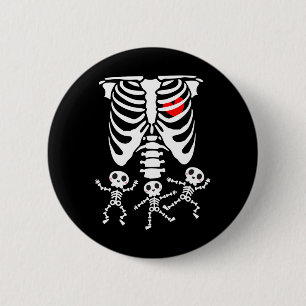 Badge Rond 5 Cm Skeleton Bébé Halloween Grossesse Couples Costumes