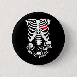 Badge Rond 5 Cm Skeleton Bébé Halloween Grossesse Couples Costumes